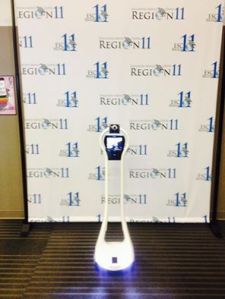 VGo robot, REATA 3, with my picture on its screen.